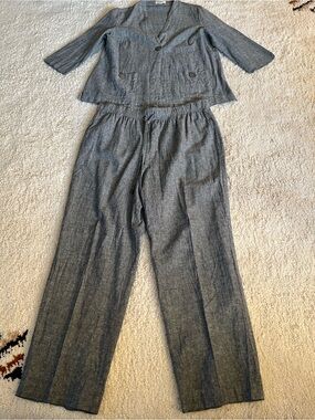 Norm Thompson Gray Two-Piece Blazer & Pull-On Pants Set